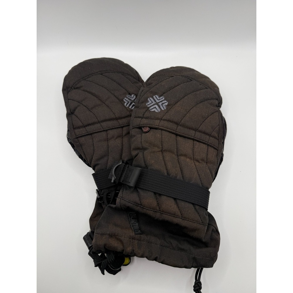 Burton Snowboard Mittens Womens S Brown Black Leather Palm Winter Skiing Sports